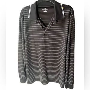 Polo Grand Slam Golf Polo Long Sleeved Black with White Pin Stripes